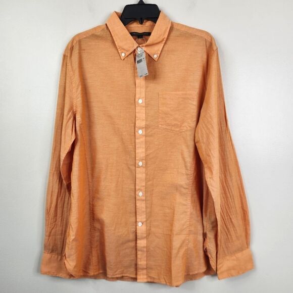 NEW John Varvatos Mandarin Orange Long Sleeve Button Down Shirt Large - Picture 1 of 7